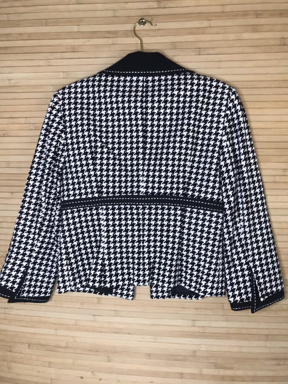 Alberto Makali Black & White Houndstooth Jacket snap bow sz 10 - Picture 6 of 6